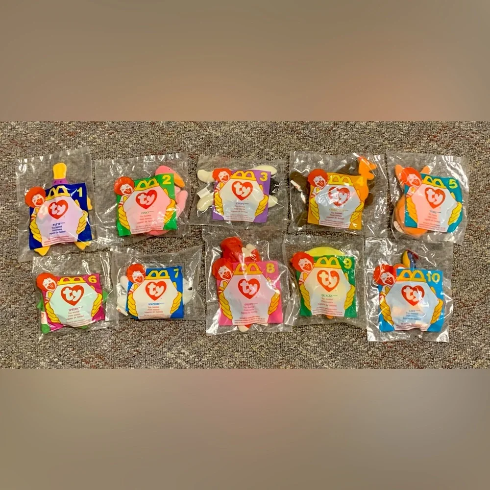 Rare Vintage McDonalds 10 Ty Beanie Babies Complete Packaged Set NEW Gift 1990’s - Picture 1 of 12